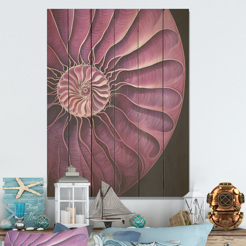Nautilus prune coquillages - Nautilus, art sur bois de pin naturel, H 20 po x l 10 po