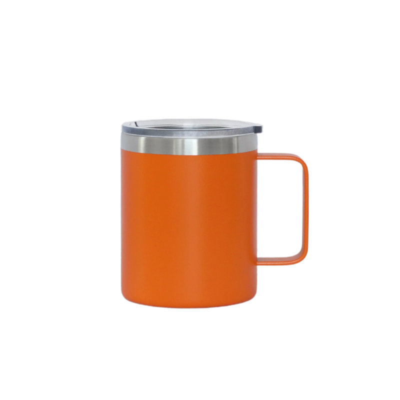 Tasse de voyage en acier inoxydable 12 oz avec poignée - bleu, Orange
