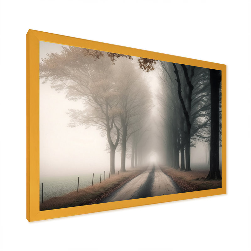 Art sur toile, "Misty Road Through The Forest II", H 12 po x l 20 po x P 1 po, Cadre doré simple