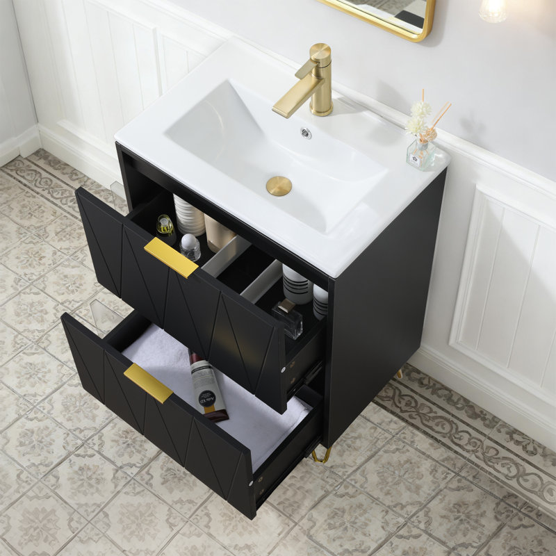 Ensemble de meuble-lavabo simple 24 po Modern, Noir