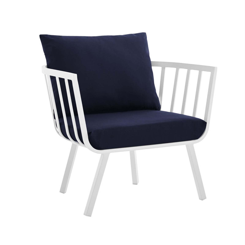 Fauteuil d'extérieur Riverside, Bleu marine/blanc