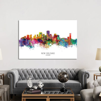 «New Orleans Louisiana Skyline» par Michael Tompsett - peinture sur toile tendue