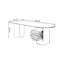 Bureau semi-circulaire noir + blanc + bois manufacturé + acier + acrylique avec 2 tiroirs-465976-465982