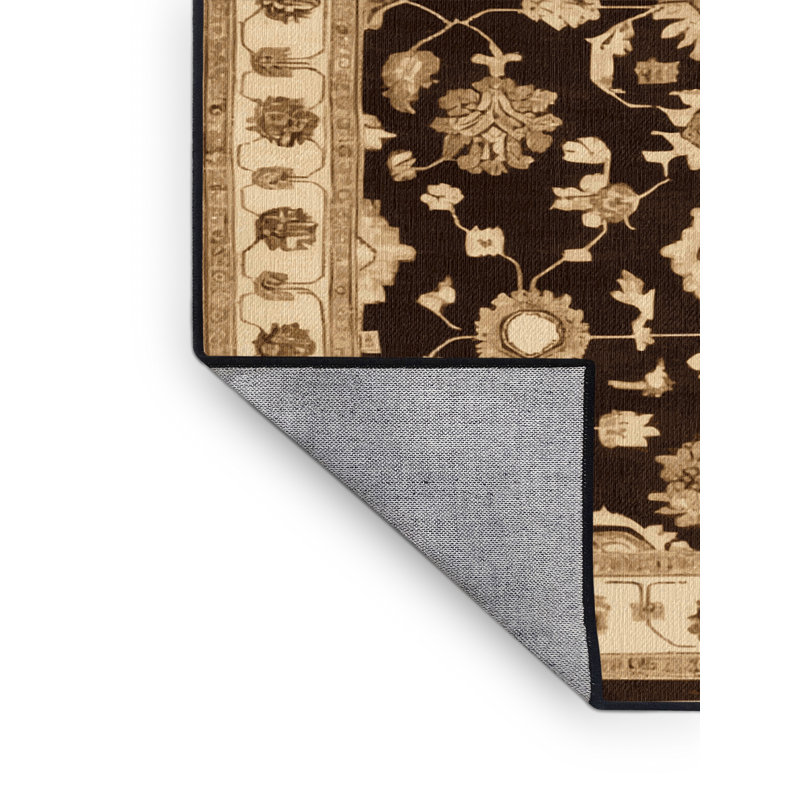 Tapis noir surteint lavable à la machine, Rond 7 pi