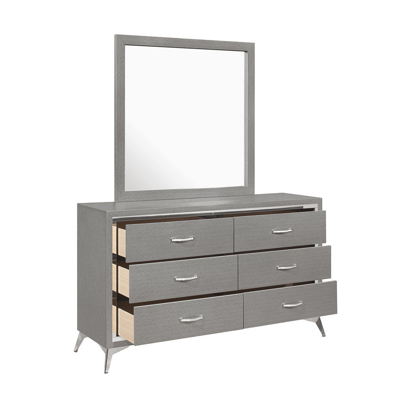 Maxo 58.4'' W 6 - Drawer Dresser, Gray