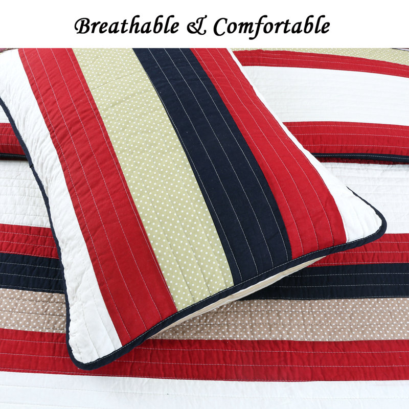 Ensemble de courtepointe réversible Rugby, Courtepointe simple et 1 taie décorative