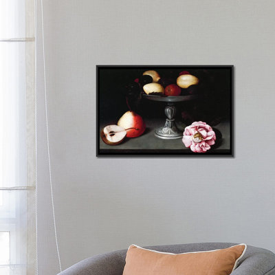 «Stand With Plums, Pears And A Rose, c.1602», impression sur toile tendue