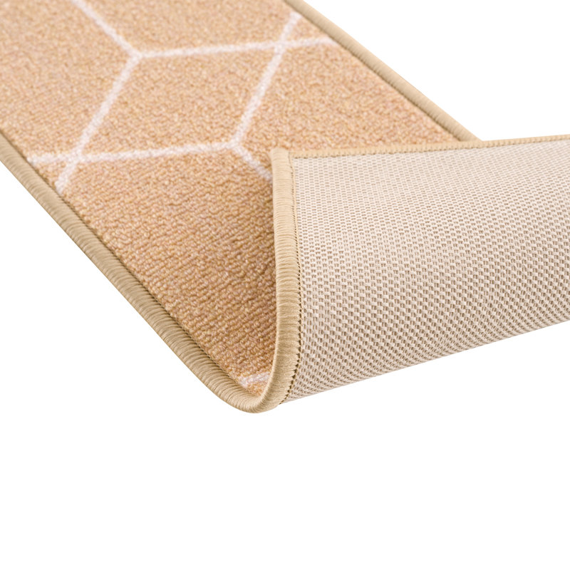 Tapis d’escalier antidérapant à motif hexagonal Tietjen, Jaune moutarde