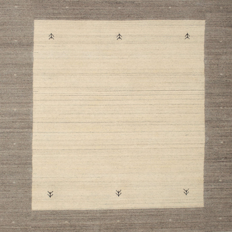 Tapis beige/brun contemporain, Carré 6 pi