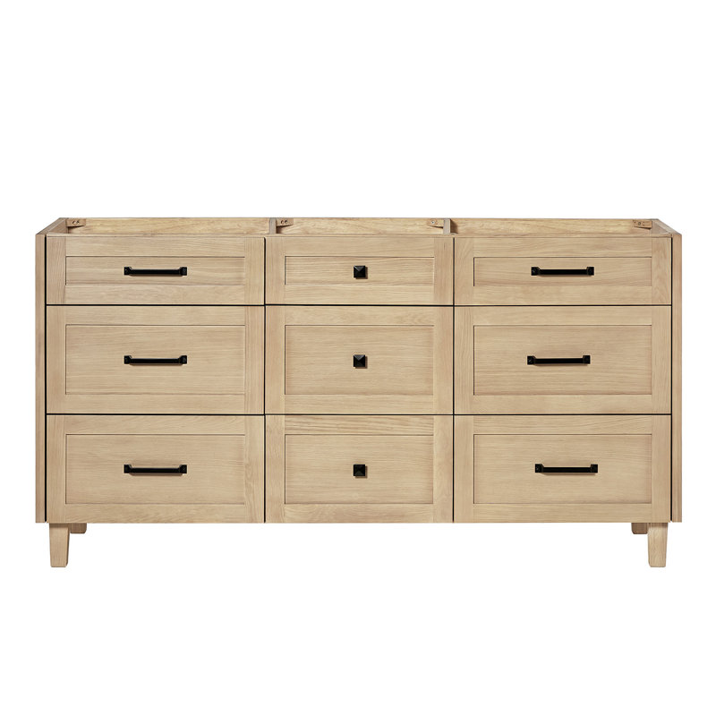 Base de meuble-lavabo double en bois massif 66 po ARIEL Monreau, Chêne