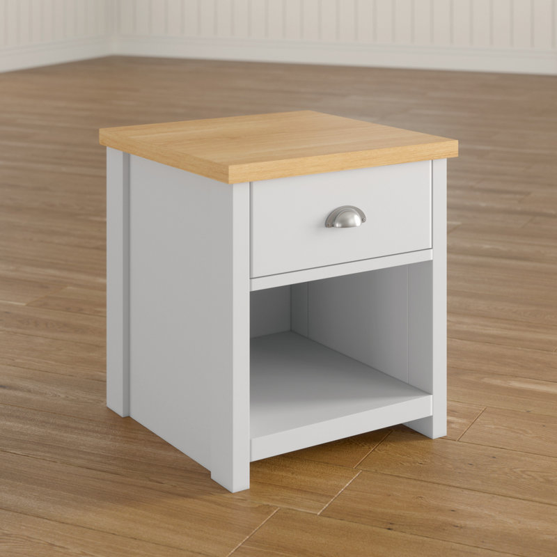Kerry Sled End Table, Beige, Matt Grey