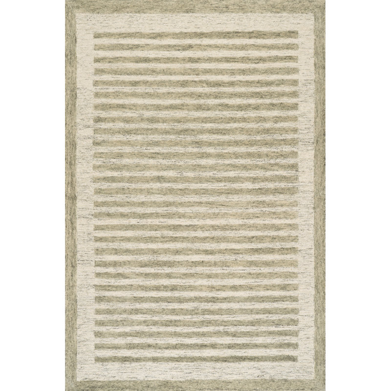 Tapis en laine Carmeon Hamilton Caly, Rectangle de 5 pi x 8 pi, Vert