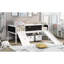 Lit mezzanine simple en blanc. Bois massif, structure et corde d'escalade, tableau noir, deux rangements. Polyvalent et amusant avec tableau noir.-1003268016