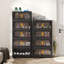 Armoire de rangement pliante polyvalente avec plusieurs niveaux, portes magnétiques, roulettes, idéale pour organiser divers espaces dans votre maison