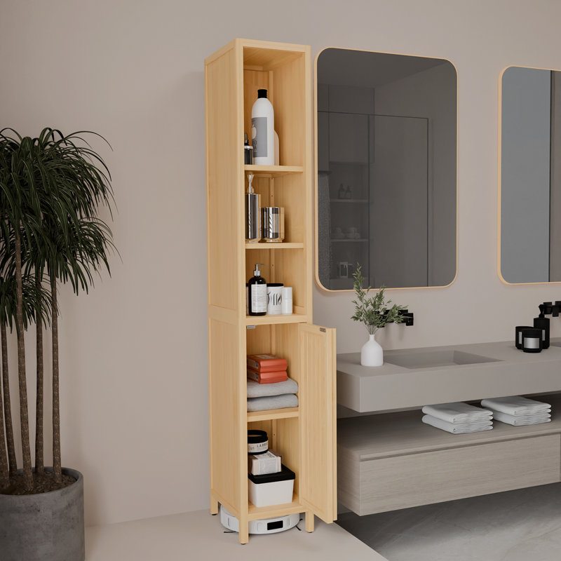 Natural Bamboo Large Capacity Thin And Tall Cabinet