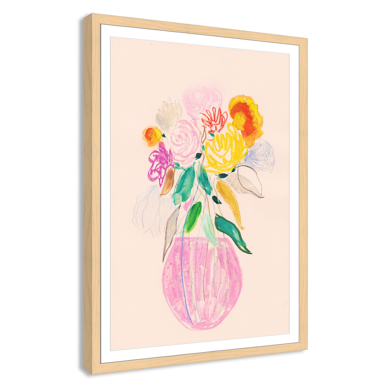 Simple Floral Collection "Simple Floral I" Print by Bea Dina, Natural Single Picture Framed Paper, White