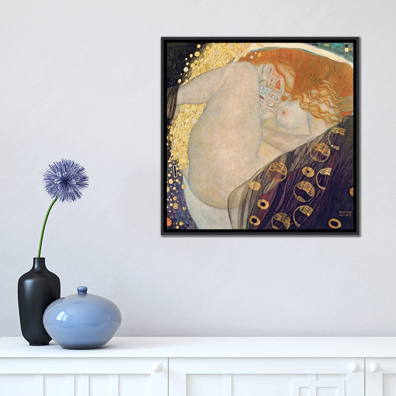 «Danae 1907-200», reproduction sur toile, H 18 po x l 18 po x P 1,5 po, Toile encadrée noire, Pas de tapis