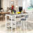 3 Piece Bar Table Set, Kitchen Dining Table Set For 2, Bar Table And Chairs Set With PU Upholstery Stool And 4 Open Storage Shelves, Pub Table Set For Small Space, Grey