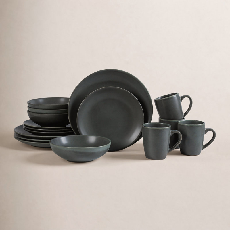 Stone 16-Piece Dinnerware Set Stoneware, Green