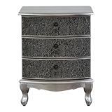 Vintage Handmade Silver Foil Carved Bedside Table