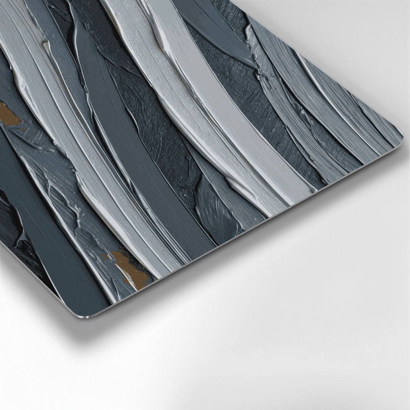 DiagonalStripes Granite Light Gray Black Metal Wall Art, 32" H x 32" W