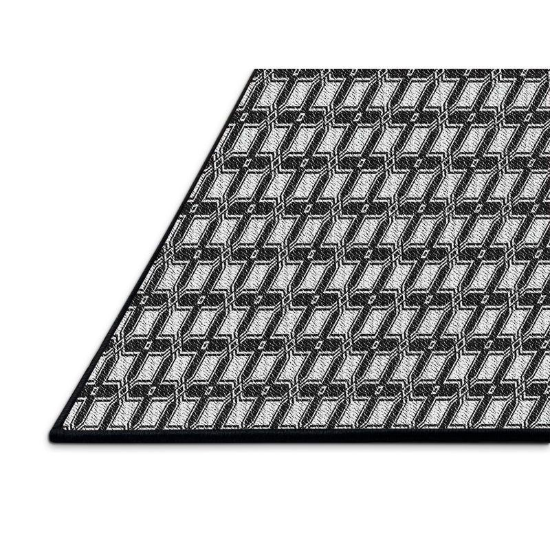 Tapis noir/blanc à motifs, Rectangle 7 pi x 10 pi