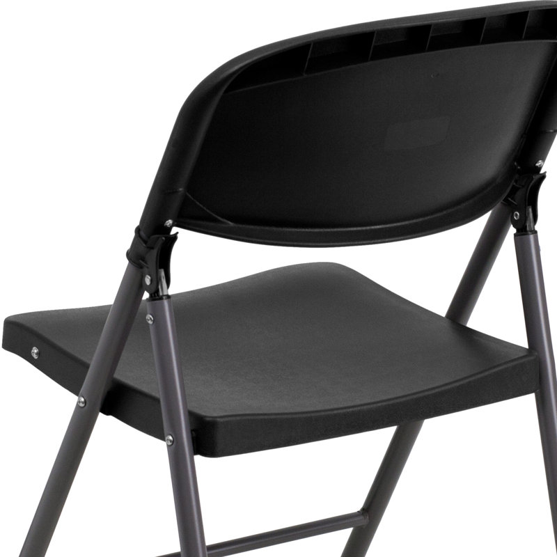Zella Plastic Folding Event Chairs, Black 