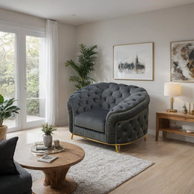 VERX-Flannelette Classic Chesterfield Chair