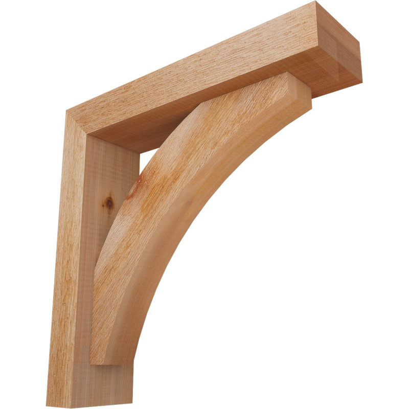 4"W x 16"D x 16"H Thorton Block Rough Sawn Bracket w/ Offset Brace, Western Red Cedar, 4"W Western Red Cedar (Rough Sawn)
