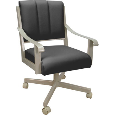 Leather Metal Dining Caster Chair Swivel Tilt