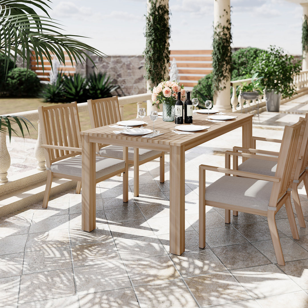 Deidre 4 - Person Metal Patio Dining Set with Rectangular Table , Cushions Included Wildon Home® 