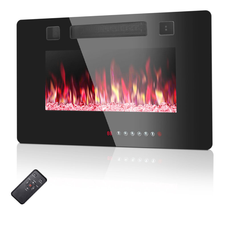 Recessed&Wall Mounted Electric Fireplace,750W/1500W,Remote Control With Timer, Adjustable Flame, 18'11" H x 30' W x 3'85" D