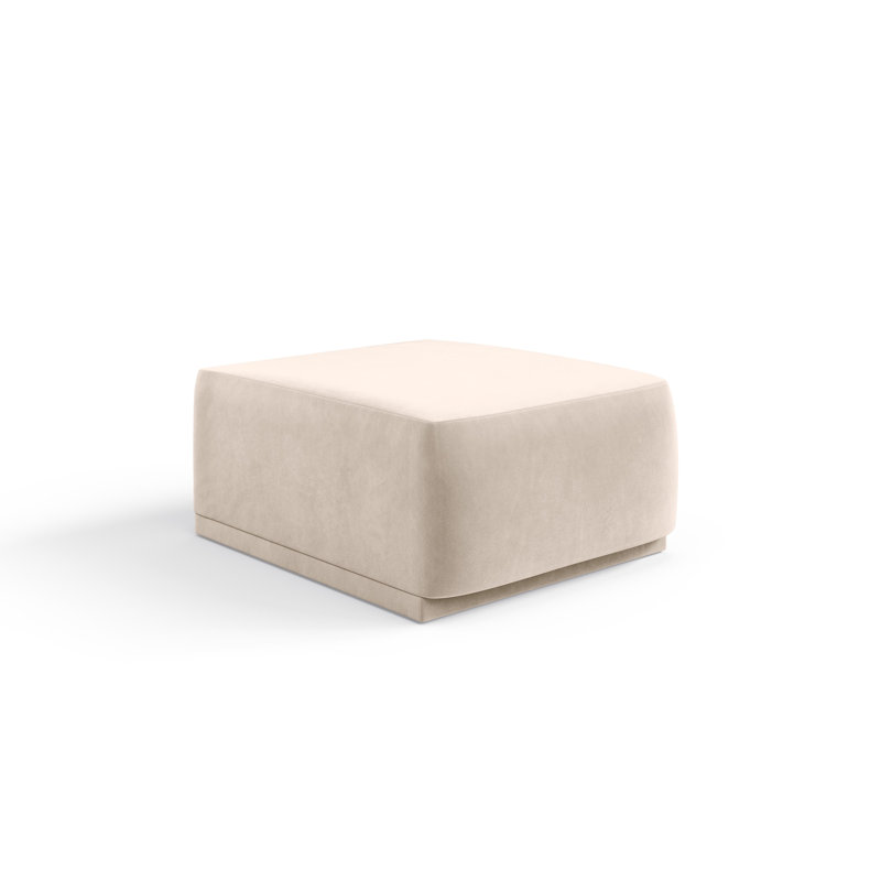 70cm Wide Velvet Pouffe Ottoman, Beige
