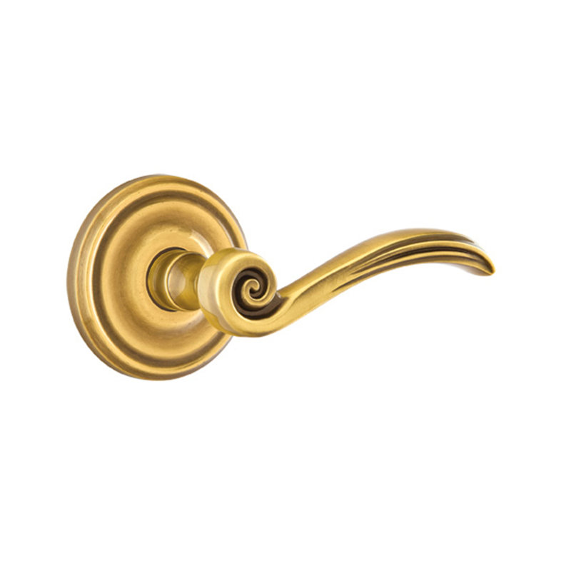 Poignée de porte avec rosette Elan, Droite, Laiton antique français