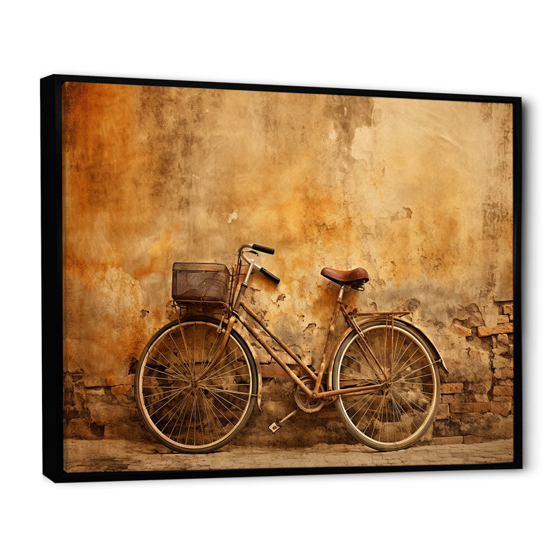 Caramel bicyclette sur toile, H 12 po x l 20 po x P 1 po, Cadre flottant noir