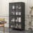Premium Black Metal Storage Cabinet With Tempered Glass Doors, Adjustable Shelves, Anti-Tipping Device, Magnetic Silent Closure, And Adjustable Feet For Home And Office Use