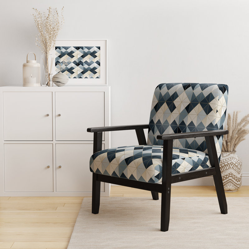 Neutral Tiles Mosaic - Upholstered Modern & Contemporary Accent Arm Chair