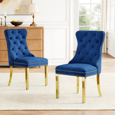 Velvet Upholstered Wingback Dining Chair