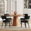 Ensemble de salle à manger rond 5 pièces avec table à pied centrale et chaises rembourrées-626328741-626328746
