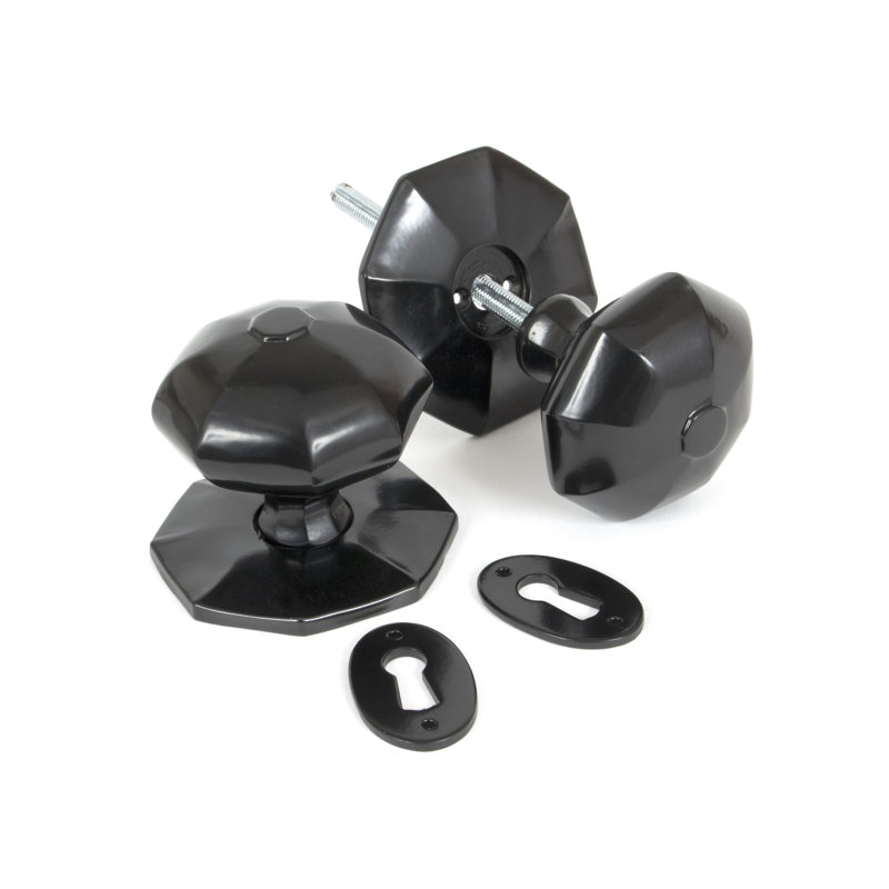Octagonal Interior Mortise Door Knob, Black