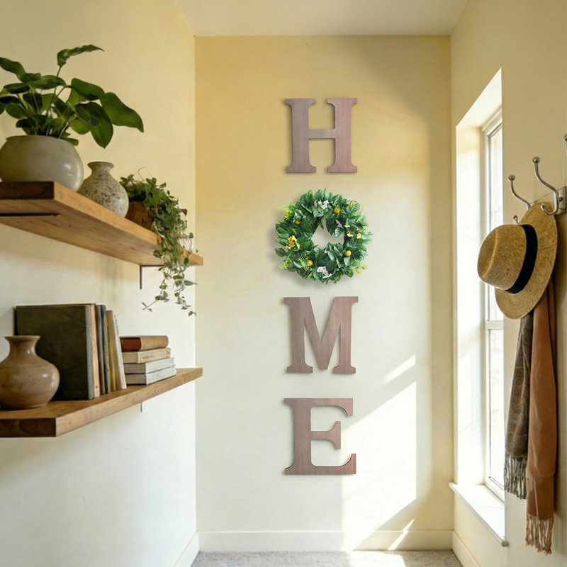 Maison de campagne en bois avec lettres interchangeables Farmhouse, Natural Wood, Fleur de citronnier