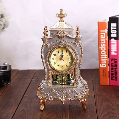 Horloge antique, horloge de table européenne rétro, horloge murale avec pendule et carillons, horloge rétro pour cheminée, salon, chambre à coucher, bureau, décoration de bureau