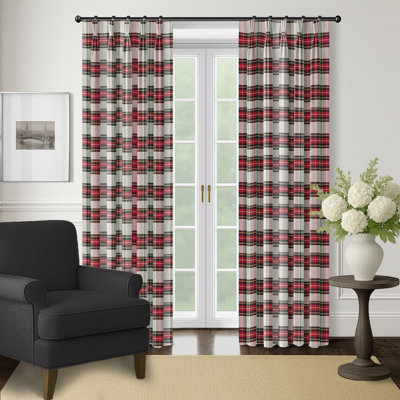 Windsor Check Cotton Pinch Pleat Drapery Panel Set of 2 - 40x132
