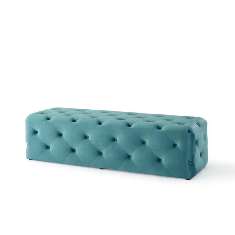 Modway Amour Tufted Button Entryway Bench, Sea Blue, 16.5" H x 60" W x 19" D
