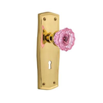 Prairie Plate with Decorative Keyhole and Crystal Pink Door Knob