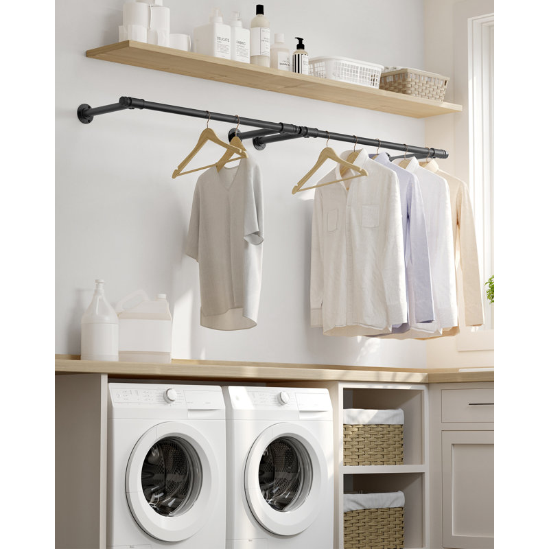 Diedrich 84cm Adjustable Wall Mounted Clothes Rack, Black
