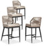 Ensemble de 4 tabourets de bar d'extérieur en métal avec rotin en osier