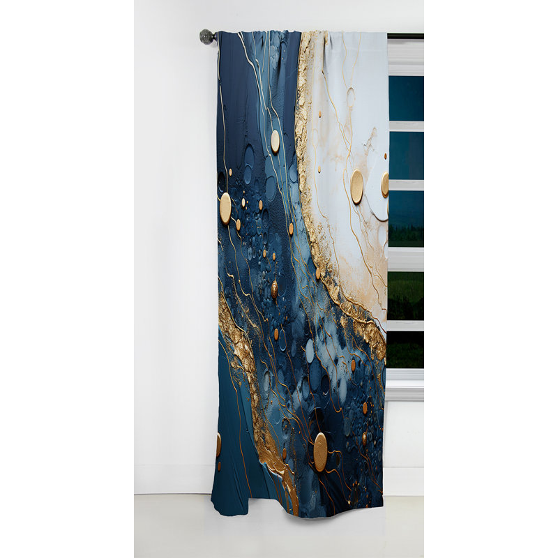 Thiago - Rideau à encre liquide - Rideau occultant abstrait - 1 panneau, L 52 po x L 108 po