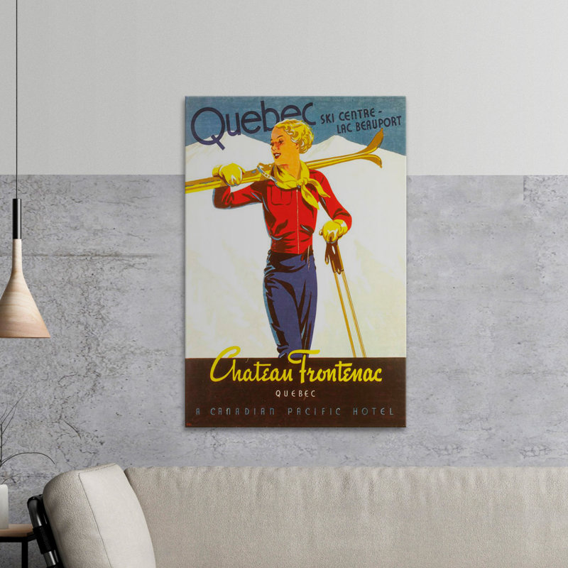 « québec ski centre », publicité sur toile tendue, H 36 po x l 24 po