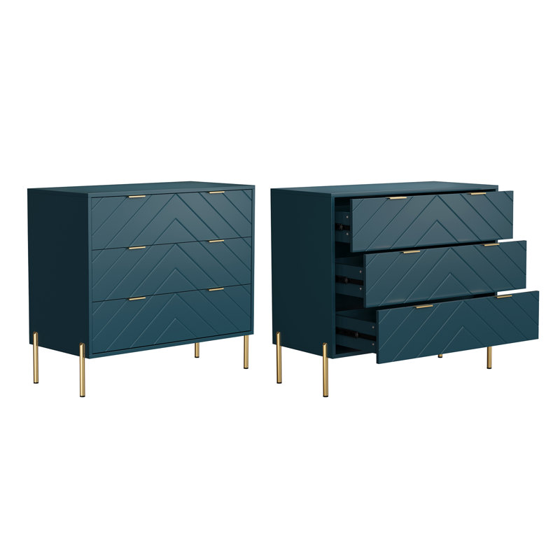 Commode en bois manufacturé 2 tiroirs l 31,5 po Garita, Vert